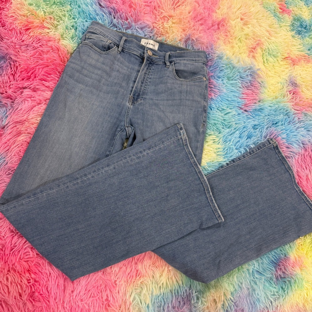 FRAME Le Easy Flare Jeans Women 28 Blue Anastasia High Rise Stretch